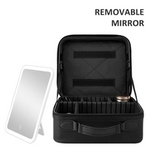 Cargar imagen en el visor de la galería, Maletín organizador de maquillaje con espejo removible con luz led