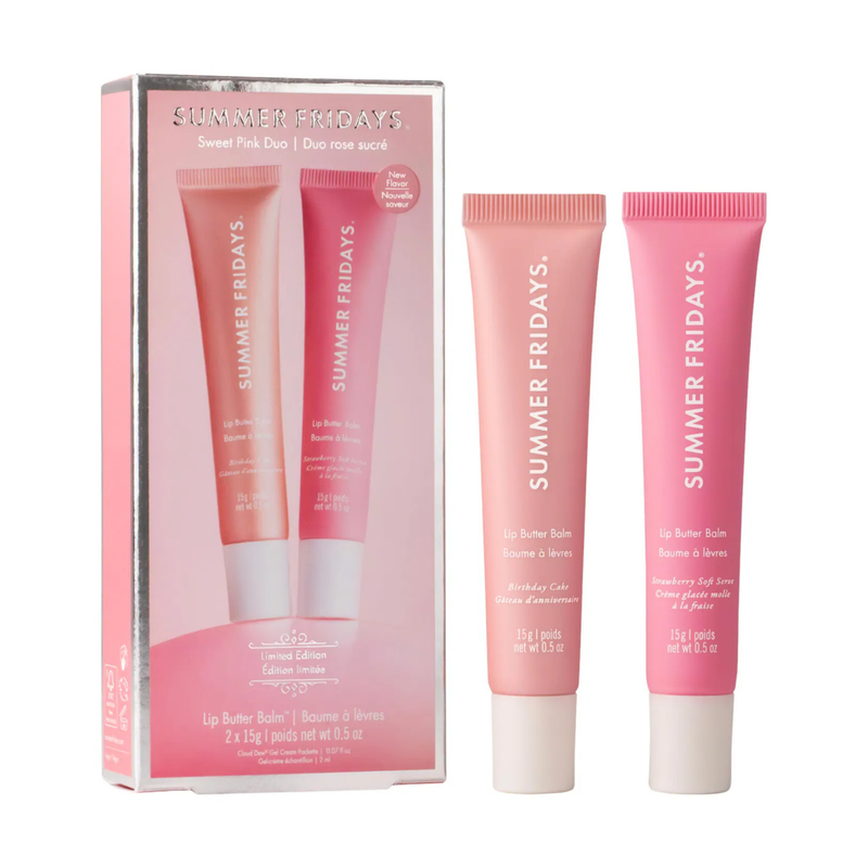 Summer Fridays ″Sweet Pink Duo with Birthday Cake + Strawberry Soft Serve Lip Butter Balm″