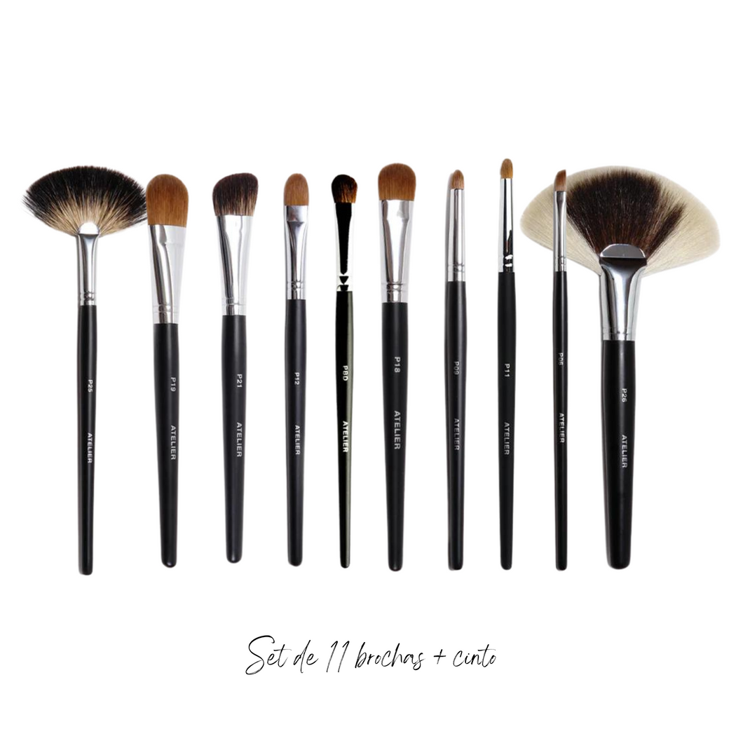 Set de 11 brochas + estuche de cinto