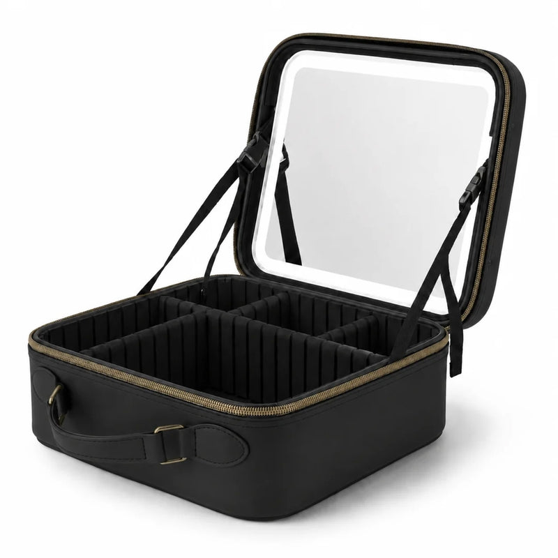 Maletín de maquillaje con espejo removible con luz led -OUTLET-